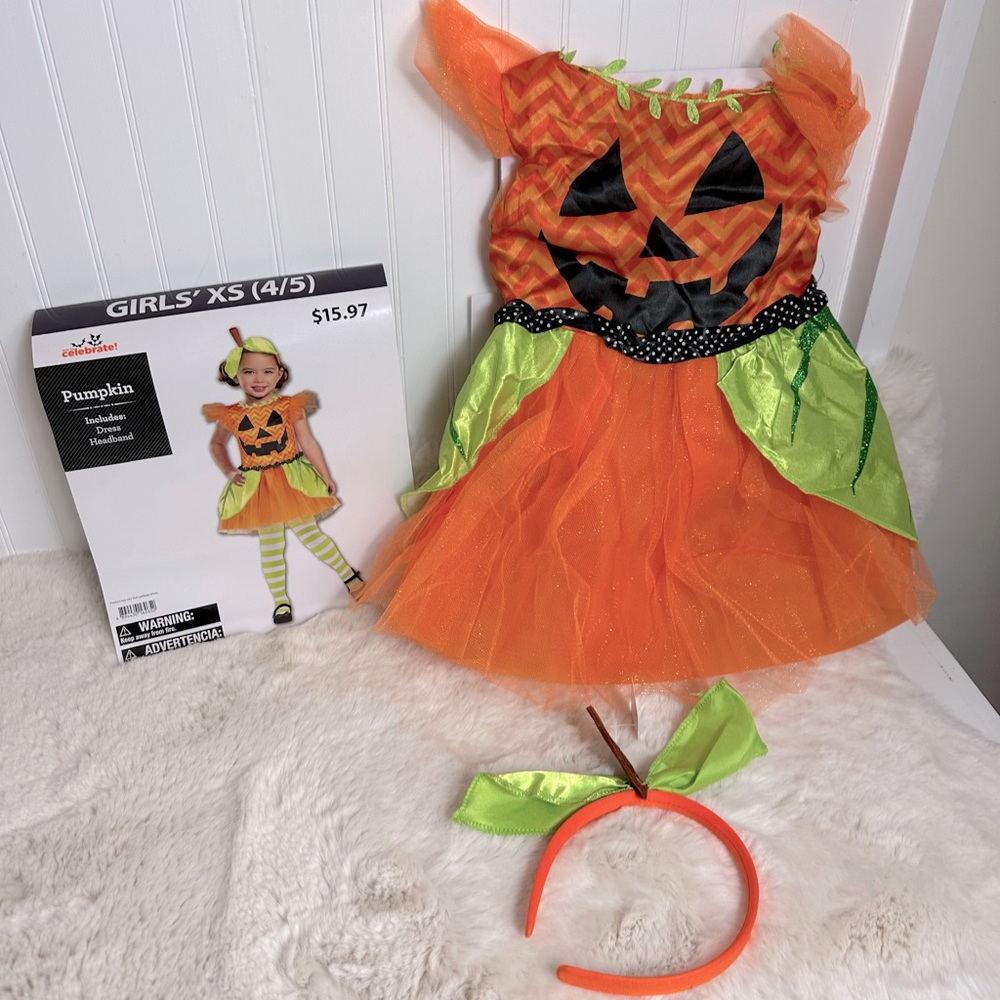 Colorful Kids Pumpkin Costume…size XS 4/5